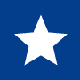 a white star on a blue background.