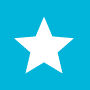 a white star on a blue background.